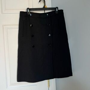 LOFT Charcoal Grey Button-Accent Pencil Skirt